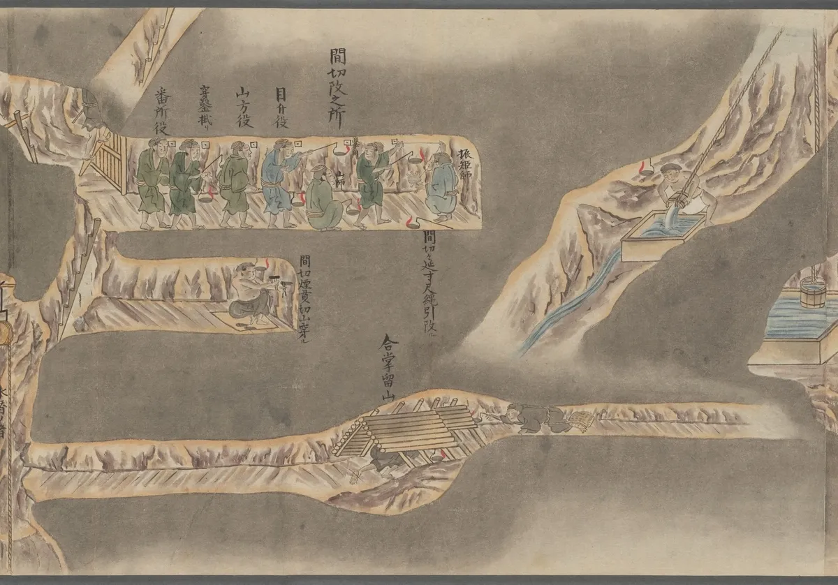 佐渡島の金鉱図巻物